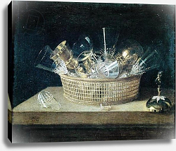Постер Стоскопф Себастьян Still Life with a Basket of Glasses, 1644 Постер Стоскопф Себастьян Still Life with a Basket of Glasses, 1644