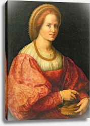 Постер Понтормо Якопо Portrait of a Woman with a Basket of Spindles, c.1514-17 Постер Понтормо Якопо Portrait of a Woman with a Basket of Spindles, c.1514-17