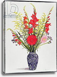 Постер Рэйленд Кристофер (совр) Tiger Lilies, Gladioli and Scabious in a Blue Moroccan Vase Постер Рэйленд Кристофер (совр) Tiger Lilies, Gladioli and Scabious in a Blue Moroccan Vase