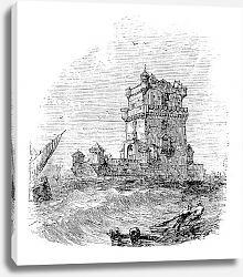 Постер Belem Tower, in Lisbon, Portugal, during the 1890s, vintage engraving Постер Belem Tower, in Lisbon, Portugal, during the 1890s, vintage engraving