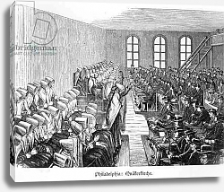 Постер Школа: Немецкая школа (19 в.) Quaker Meeting, Philadelphia, from 'Nord Amerika' by Hesse-Warburg, 1888 Постер Школа: Немецкая школа (19 в.) Quaker Meeting, Philadelphia, from 'Nord Amerika' by Hesse-Warburg, 1888