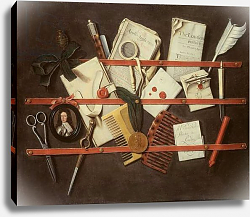 Постер Кольер Эварт Trompe l'oeil letter rack with a miniature portrait of a young man in armour, 1697 Постер Кольер Эварт Trompe l'oeil letter rack with a miniature portrait of a young man in armour, 1697