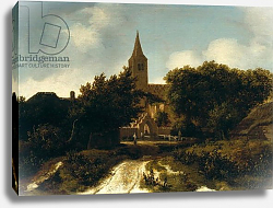 Постер Хоббема Мейндрат (Meindert Hobbema) Wooded Landscape with Figures near a Church, c.1660 Постер Хоббема Мейндрат (Meindert Hobbema) Wooded Landscape with Figures near a Church, c.1660