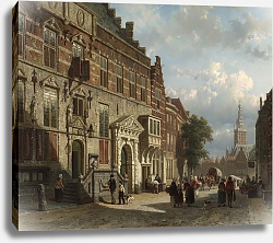 Постер Спрингер Корнелис The Town Hall on the Burchtstraat with St Steven's Church beyond, Nijmegen Постер Спрингер Корнелис The Town Hall on the Burchtstraat with St Steven's Church beyond, Nijmegen