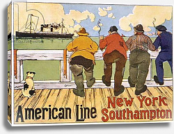 Постер Касьер Хенрик Poster advertising 'American Line, New York to Southampton', 1905 Постер Касьер Хенрик Poster advertising 'American Line, New York to Southampton', 1905