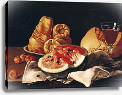 Постер Мелендес Луис Glass of Wine, Watermelon and Bread Постер Мелендес Луис Glass of Wine, Watermelon and Bread