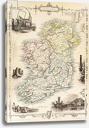Постер Школа: Английская 19в. Map of Ireland from 'The History of Ireland' by Thomas Wright, published c.1854 Постер Школа: Английская 19в. Map of Ireland from 'The History of Ireland' by Thomas Wright, published c.1854