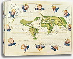 Постер Агнес Батиста (карты) Map of Magellan's Voyage Around the World, c.1540 Постер Агнес Батиста (карты) Map of Magellan's Voyage Around the World, c.1540