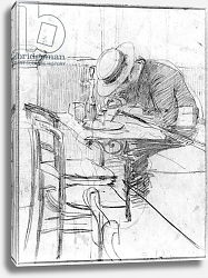 Постер Болдини Джованни Paul Cesar Helleu at a table in a cafe Постер Болдини Джованни Paul Cesar Helleu at a table in a cafe
