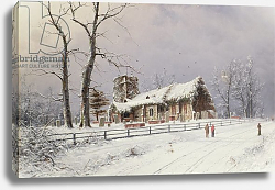 Постер Кристиансен Нилс Ханс Winter Scene with Figures on a Path near a Church Постер Кристиансен Нилс Ханс Winter Scene with Figures on a Path near a Church