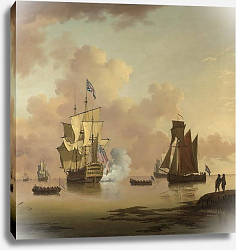 Постер Свейн Франсис Men of war in a roadstead with a British three-decker firing a salute Постер Свейн Франсис Men of war in a roadstead with a British three-decker firing a salute