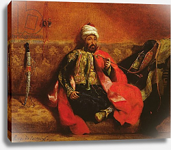 Постер Делакруа Эжен (Eugene Delacroix) A Turk smoking sitting on a sofa, c.1825 Постер Делакруа Эжен (Eugene Delacroix) A Turk smoking sitting on a sofa, c.1825