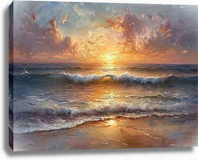 The sun shines through the waves