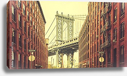 Постер США, Нью-Йорк. Retro stylized Manhattan Bridge seen from Dumbo Постер США, Нью-Йорк. Retro stylized Manhattan Bridge seen from Dumbo
