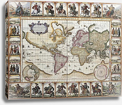 Постер World old map. Created by Nicholas Visscher, published in Amsterdam, 1652 Постер World old map. Created by Nicholas Visscher, published in Amsterdam, 1652