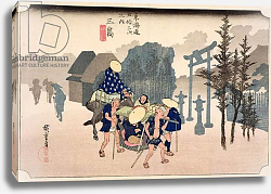 Постер Утагава Хирошиге (яп) Morning Mist at Mishima, from the series '53 Stations on the Eastern Coast Road', 1833 Постер Утагава Хирошиге (яп) Morning Mist at Mishima, from the series '53 Stations on the Eastern Coast Road', 1833