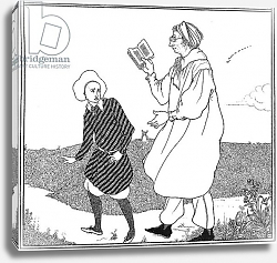 Постер Бердсли Аубри 'The Eternal Problem of Youth and Pedantry', Front Cover illustration for 'The Yellow Book', 1894-95 Постер Бердсли Аубри 'The Eternal Problem of Youth and Pedantry', Front Cover illustration for 'The Yellow Book', 1894-95