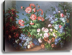 Постер Моннуайе Жан-Батист Flowers, fruit with a Monkey and a Parrot Постер Моннуайе Жан-Батист Flowers, fruit with a Monkey and a Parrot
