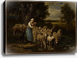 Постер Жак Шарль Эмиль Shepherdess and Sheep, Fontainebleau Постер Жак Шарль Эмиль Shepherdess and Sheep, Fontainebleau
