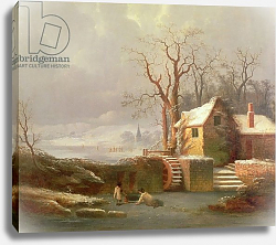 Постер Смит Дж. Честер Snow Scene with Mill and Cottages Постер Смит Дж. Честер Snow Scene with Mill and Cottages