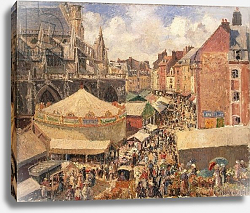 Постер Писсарро Камиль (Camille Pissarro) The Fair in Dieppe, Sunny Morning, 1901 Постер Писсарро Камиль (Camille Pissarro) The Fair in Dieppe, Sunny Morning, 1901