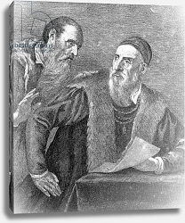 Постер Тициан (Tiziano Vecellio) Portrait of Titian painted by himself with his friend Don Francesco del Mosaico Постер Тициан (Tiziano Vecellio) Portrait of Titian painted by himself with his friend Don Francesco del Mosaico