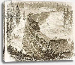 Постер Школа: Английская 19в. Trestle Bridge on the Pacific Railway, Sierra Nevada, c.1870, from 'American Pictures', 1876 Постер Школа: Английская 19в. Trestle Bridge on the Pacific Railway, Sierra Nevada, c.1870, from 'American Pictures', 1876
