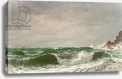 Постер Джеймс Давид Waves crashing on a rocky coast, 1885 Постер Джеймс Давид Waves crashing on a rocky coast, 1885