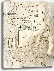 Постер Школа: Английская 19в. City Map of Ancient Jerusalem, from 'The Citizen's Atlas of the World', published in London, c.1899 Постер Школа: Английская 19в. City Map of Ancient Jerusalem, from 'The Citizen's Atlas of the World', published in London, c.1899