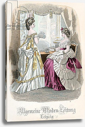 Постер Школа: Французская 19в. Two Ladies, fashion plate from the 'Allgemeine Moden-Zeitung', Leipzig, 1872 Постер Школа: Французская 19в. Two Ladies, fashion plate from the 'Allgemeine Moden-Zeitung', Leipzig, 1872