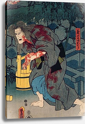 Постер Утагава Кунисада The blood stained witch - figure from Japanese theatre, 1852 Постер Утагава Кунисада The blood stained witch - figure from Japanese theatre, 1852