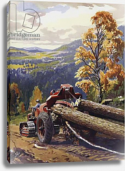 Постер Кэмпбелл Джон Ф. Caterpillar tractor hauling trees on a special kind of carrier Постер Кэмпбелл Джон Ф. Caterpillar tractor hauling trees on a special kind of carrier