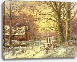 Постер Коеккок Баррен Figures on a path before a village in winter Постер Коеккок Баррен Figures on a path before a village in winter