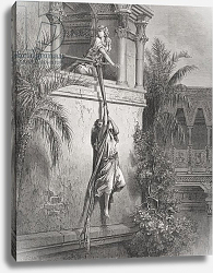 Постер Доре Гюстав The Escape of David through the Window, illustration from Dore's 'The Holy Bible', 1866 Постер Доре Гюстав The Escape of David through the Window, illustration from Dore's 'The Holy Bible', 1866