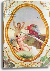 Постер Тьеполо Джованни Two putti playing with a parrot Постер Тьеполо Джованни Two putti playing with a parrot
