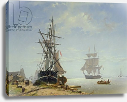 Постер Девентер В. Ships in a Dutch Estuary, 19th century Постер Девентер В. Ships in a Dutch Estuary, 19th century