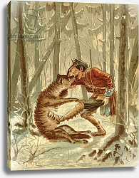 Постер Бишар Альфонс Baron Munchausen's encounter with a wolf, c.1886 Постер Бишар Альфонс Baron Munchausen's encounter with a wolf, c.1886