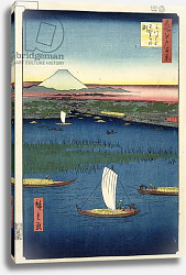 Постер Утагава Хирошиге (яп) Marshy island off the mouth of the River Sumida, with Edo and Mt. Fuji in the distance, c.1857, Постер Утагава Хирошиге (яп) Marshy island off the mouth of the River Sumida, with Edo and Mt. Fuji in the distance, c.1857,