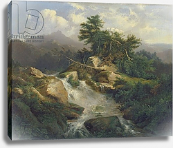 Постер Бакоф Юлиус Forest Landscape with Waterfall Постер Бакоф Юлиус Forest Landscape with Waterfall