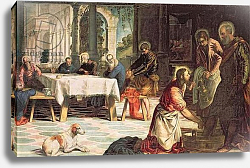 Постер Тинторетто Джакопо Christ Washing the Feet of the Disciples, detail of the right hand side, c.1547 Постер Тинторетто Джакопо Christ Washing the Feet of the Disciples, detail of the right hand side, c.1547