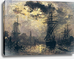 Постер Джонкинд Йохан View of the Port, or The Windmills in Rotterdam, 1870 Постер Джонкинд Йохан View of the Port, or The Windmills in Rotterdam, 1870