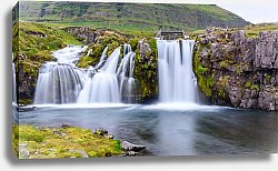 Постер Исландия. Waterfall at Kirkjufell mountain Постер Исландия. Waterfall at Kirkjufell mountain