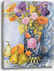Постер Фивси Джоан (совр) Iris and Pinks in a Japanese Vase with Pears Постер Фивси Джоан (совр) Iris and Pinks in a Japanese Vase with Pears