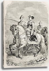 Постер Isabella II Queen of Spain with her King consort. Original, from drawing of Hofer, published on L'Il Постер Isabella II Queen of Spain with her King consort. Original, from drawing of Hofer, published on L'Il