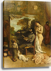 Постер Курбе Гюстав (Gustave Courbet) The Artist's Studio, a Real Allegory, detail of the painter and his model, 1854-55 Постер Курбе Гюстав (Gustave Courbet) The Artist's Studio, a Real Allegory, detail of the painter and his model, 1854-55