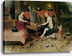 Постер Кессель Ян Allegory of Hearing, detail of an organist Постер Кессель Ян Allegory of Hearing, detail of an organist