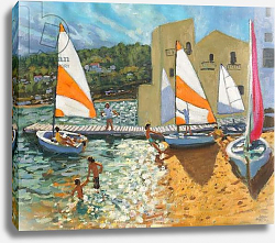 Постер Макара Эндрю (совр) Launching boats,Calella de Palafrugell,Spain, Постер Макара Эндрю (совр) Launching boats,Calella de Palafrugell,Spain,