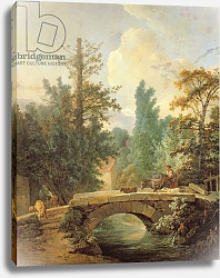 Постер Хью Жан-Батист Peasant and her Donkey Crossing a Bridge, 1775 Постер Хью Жан-Батист Peasant and her Donkey Crossing a Bridge, 1775