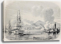 Постер Palermo bombardment in 1860 by Bourbon's fleet and from the Sea castle. Original, from a drawing of Постер Palermo bombardment in 1860 by Bourbon's fleet and from the Sea castle. Original, from a drawing of