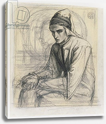 Постер Розетти Данте Dante in Meditation Holding a Pomegranate, c.1852 Постер Розетти Данте Dante in Meditation Holding a Pomegranate, c.1852
